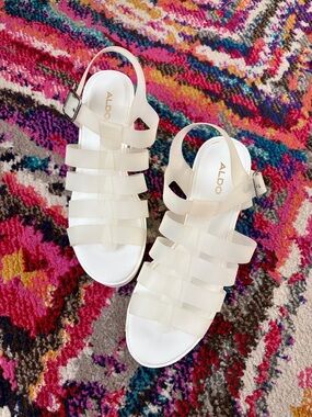 ALDO Cream Strappy Jelly Sandals with Buckle